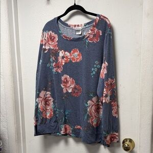 Floral Blue Sweatshirt